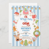 What fun to be One boy 1st birthday invite. 招待状 (正面/裏面)