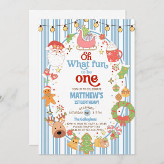 What fun to be One boy 1st birthday invite. 招待状