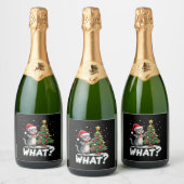 What Funny Cat Pushing Christmas Tree Over Cat Xma スパークリングワインラベル (ボトル)