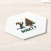 What Funny Cat Pushing Christmas Tree Over Cat Xma ペーパーコースター (アングル)