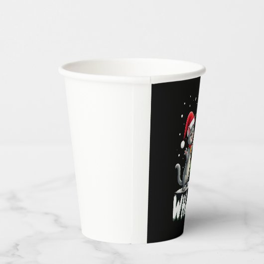 What Funny Cat Pushing Christmas Tree Over Cat Xma 紙コップ (右)