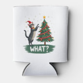 What Funny Cat Pushing Christmas Tree Over Cat Xma 缶クーラー (正面)