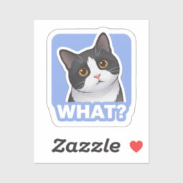 WHAT? Funny Cat Sticker – Cute Confused Cat Meme シール
