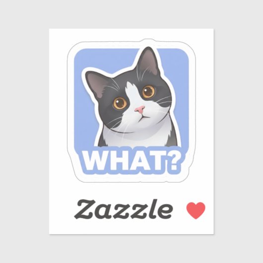 WHAT? Funny Cat Sticker – Cute Confused Cat Meme シール (シート)