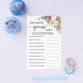 What Groom Say Winter Bridal Shower Game Card チラシ (シングル)