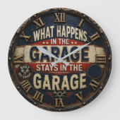 What Happens in the Garage Stays in the Garage ラージ壁時計 (正面)