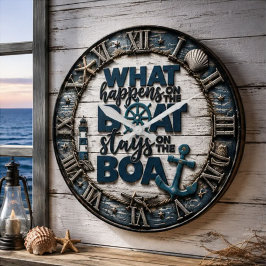 What Happens on the Boat Stays on the Boat Funny ラージ壁時計
