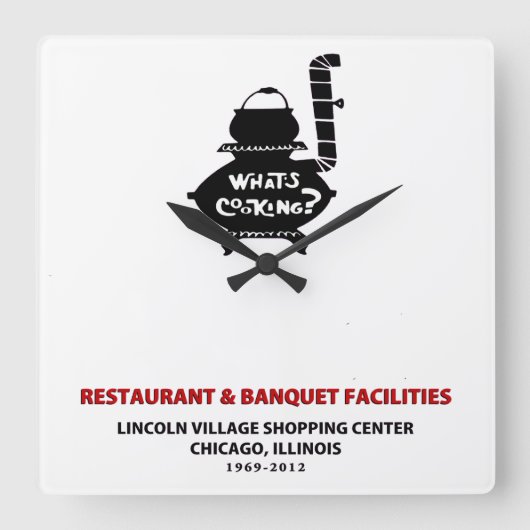 What is 料理, Lincoln Village Centre, Chigago スクエア壁時計 (正面)