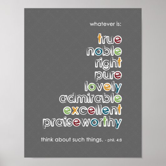What is: True Noble - Phil 4:8 ポスター (正面)