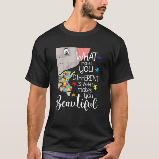 What Makes You Different Elephant Mom Autism Child Tシャツ (正面)