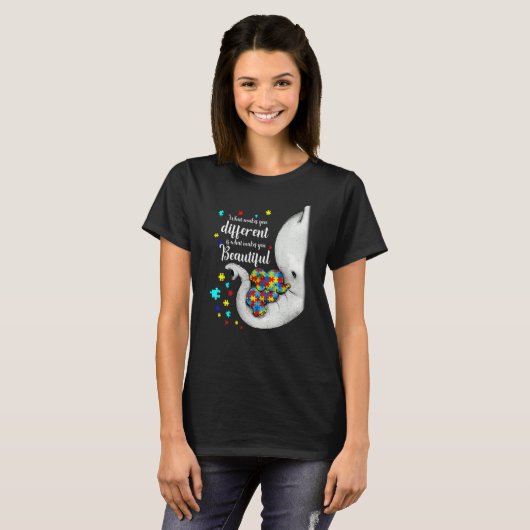 What Makes You Different Elephant Mom Autism Child Tシャツ (正面フル)