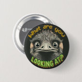 What Ostrich Funny Face Button 缶バッジ (正面&裏面)