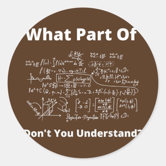What Part Of Don't You Understand Funny Math ラウンドシール (正面)
