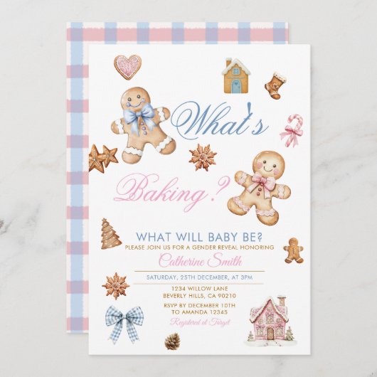 What’s Baking Gingerbread Gender Reveal Invitation 招待状 (正面/裏面)