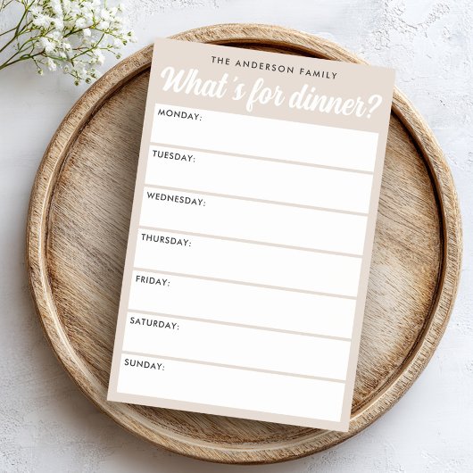 What 's for dinner light brown weekly planner ポストイット