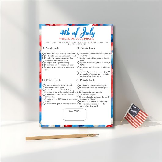 What’s in Your Phone? 4th of July Game Beads card 招待状