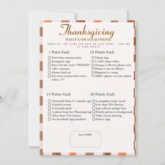 What’s in Your Phone? Retro thanksgiving Game  招待状 (正面)