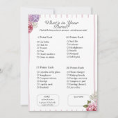 What’s in Your Purse? Bridal  Shower floral Game 招待状 (正面)