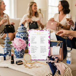 What’s in Your Purse? Bridal  Shower Pink Game 招待状