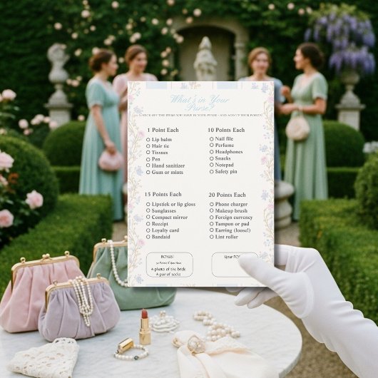 What’s in Your Purse? Romantic Floral Game 招待状