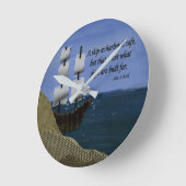What Ships are Built For Fabric Collage Round Cloc ラウンド壁時計 (傾斜)