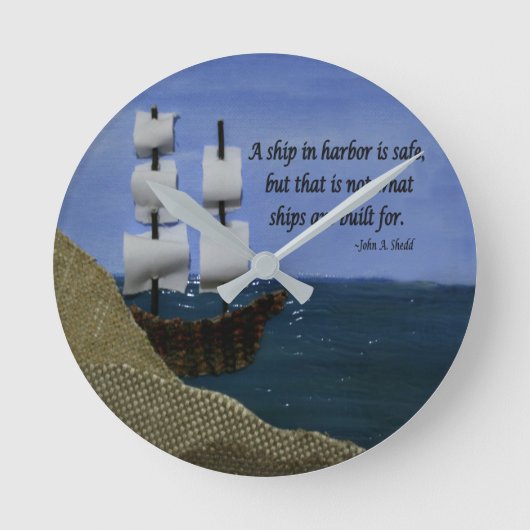 What Ships are Built For Fabric Collage Round Cloc ラウンド壁時計 (正面)