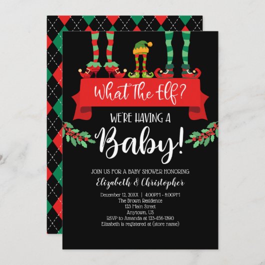 What The Christmas Baby Shower Announcement 招待状 (正面/裏面)