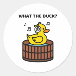 What The Duck Pun Roundステッカー ラウンドシール