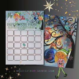 What the Elf winter Baby Shower Bingo Game Card 招待状