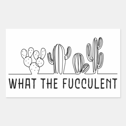 What The Fucculent Cactus Succulent Line Artミーム 長方形シール (正面)