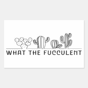 What The Fucculent Cactus Succulent Line Artミーム 長方形シール