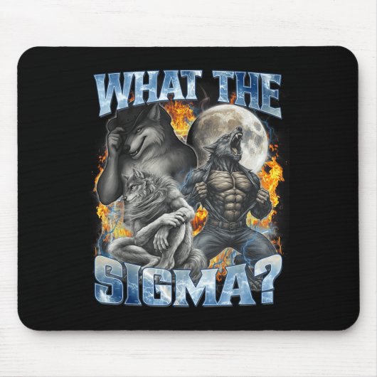 What The Sigma Cool Funny Alpha Wolf Werewolf Boot マウスパッド (正面)
