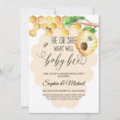 What will baby bee Gender Reveal Shower 招待状 (正面)