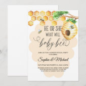 What will baby bee Gender Reveal Shower 招待状 (正面/裏面)