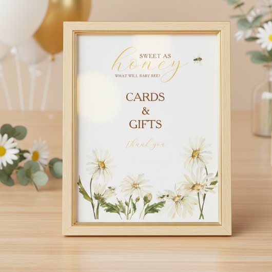 What Will Baby Bee Gender Reveal Tabletop Sign ポスター