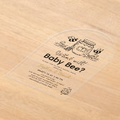 What will Baby Bee Hand-drawn Honey Gender Reveal アクリル招待状 (レイダウン)