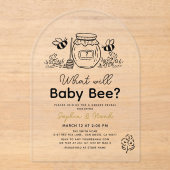 What will Baby Bee Hand-drawn Honey Gender Reveal アクリル招待状 (正面)