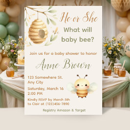 What Will Baby Bee Honey Bee Gender Reveal 招待状