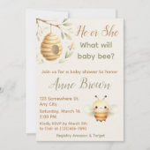 What Will Baby Bee Honey Bee Gender Reveal 招待状 (正面)