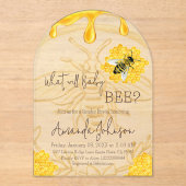 What Will Baby Bee Rustic Honeycomb Gender Reveal アクリル招待状 (正面)