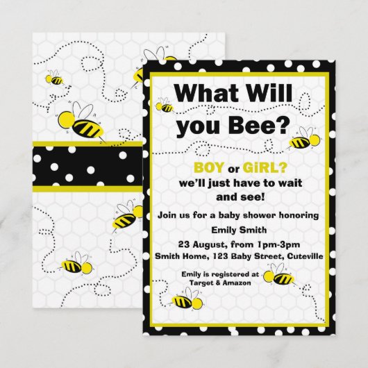 What Will Bey Baby Shower招待状 招待状 (正面/裏面)