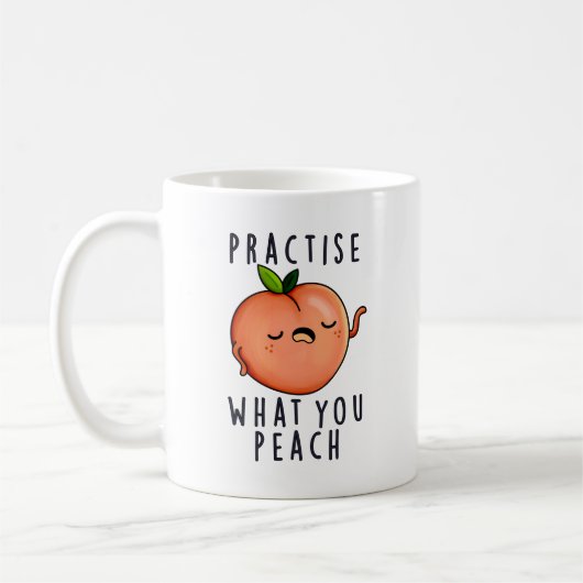 What You Peach Fruit 前向き Punの練習 コーヒーマグカップ (左)