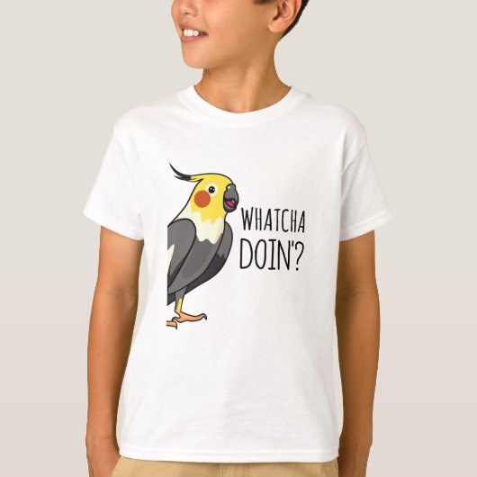 Whatcha Doin Parrotがあなたを見ている Tシャツ (正面)