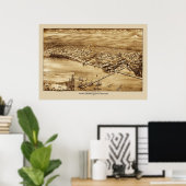 Whatcom Washington Panoramic Map 1888  ポスター (ホームオフィス)