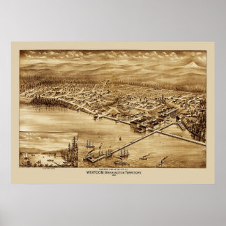 Whatcom Washington Panoramic Map 1888  ポスター