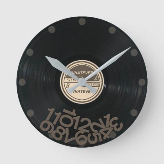 WHATEVERレコードアルバム ラウンド壁時計 (正面)