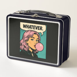 “Whatever(なんでもいい)” レトロコミック メタルランチボックス