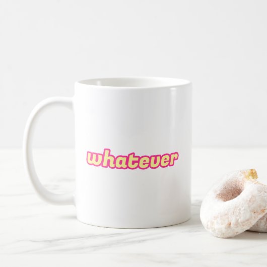 「Whatever」アート コーヒーマグカップ (ドーナツ)