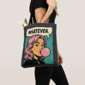 “Whatever” レトロコミック トートバッグ (クローズアップ)
