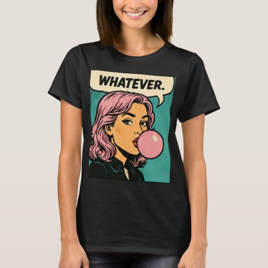 “Whatever” レトロコミック Tシャツ (正面)